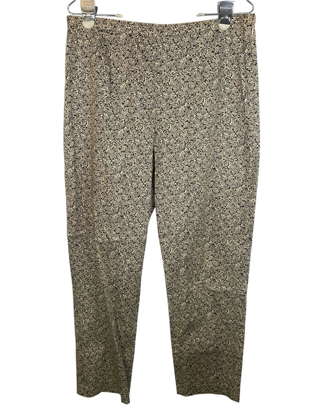 Ann Taylor Floral Patterned Dress Pants - Brown/Black Side Zip Women’s Size 12